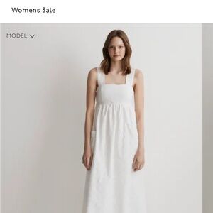 Madewell White Cotton Midi Dress Pockets Sz 10 Medium